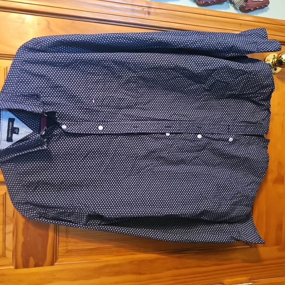 Men's Tommy Hilfiger Navy Blue Patterned Shirt